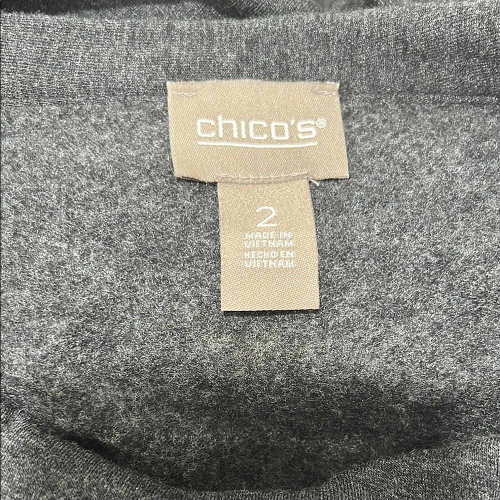 Chico's Black Long Sleeve Top with Studded Collar size 2 GUC - Picture 9 of 10